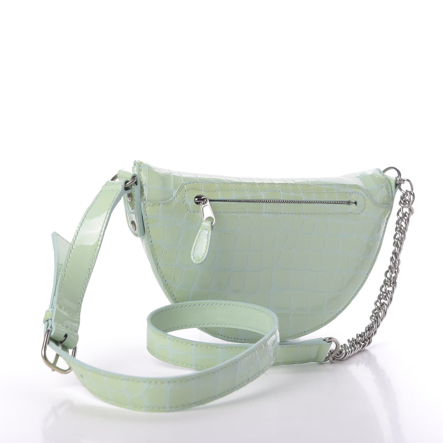 Shiny Calfskin Crocodile Embossed XXS Souvenir Belt Bag Green