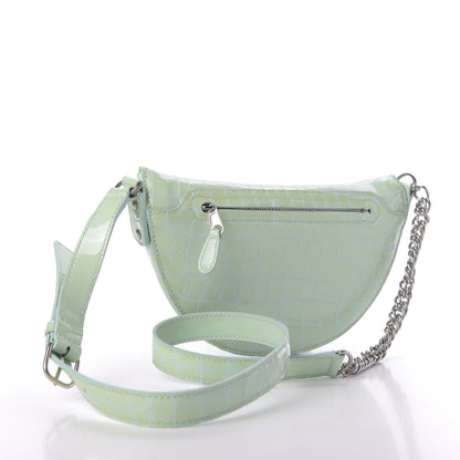Balenciaga Shiny Calfskin Crocodile Embossed XXS Souvenir Belt Bag Green 3 of 13
