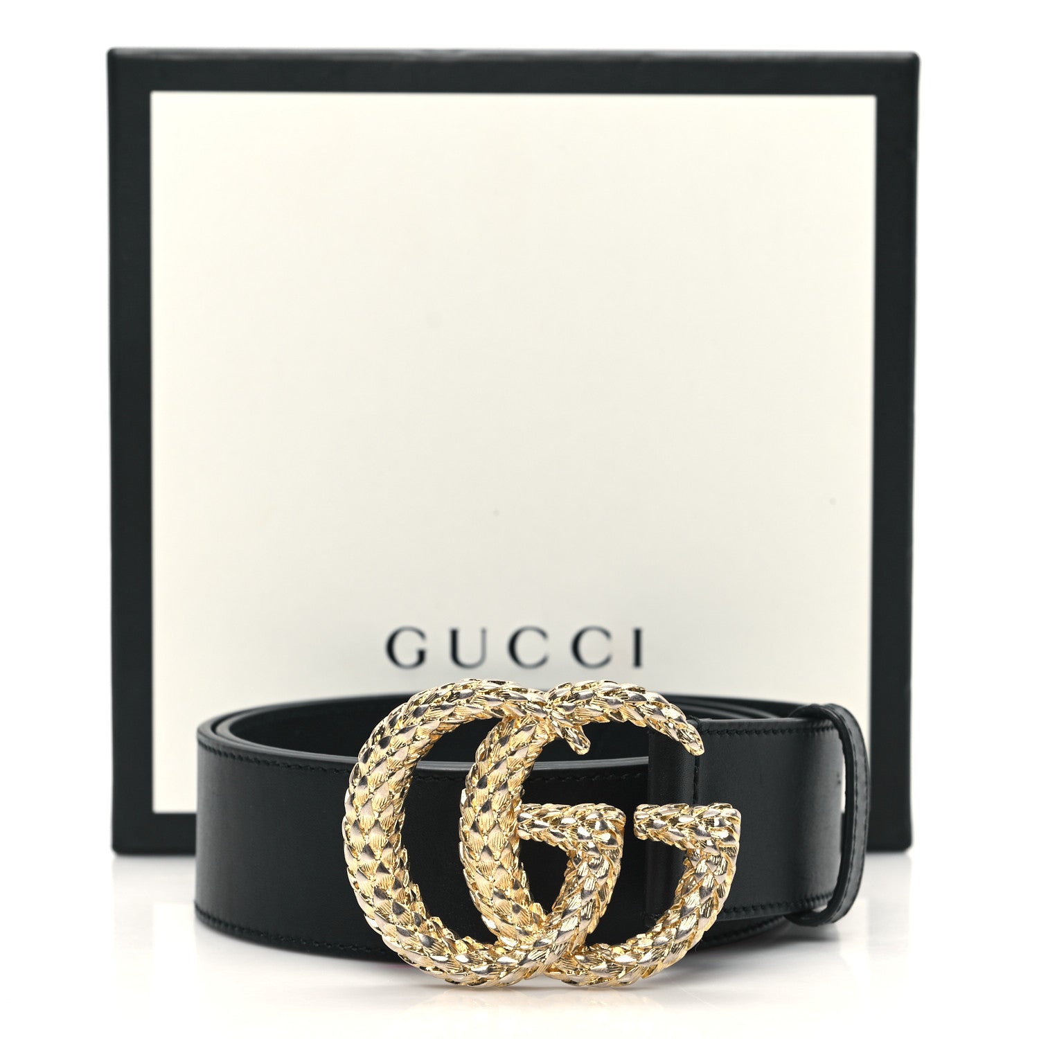 Gucci Moon Calfskin Scales Double G 40mm Belt 85 34 Black 5 of 5