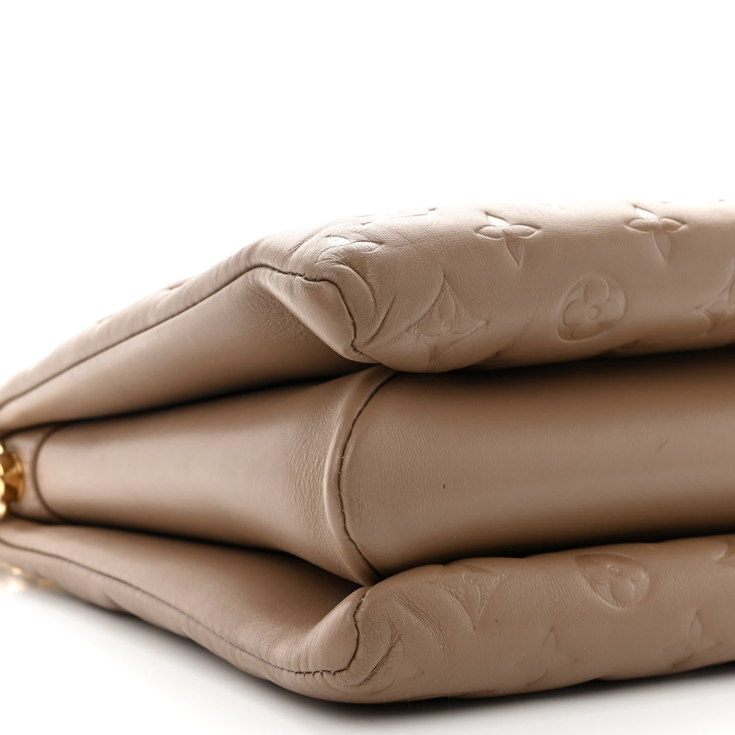 Louis Vuitton Lambskin Embossed Monogram Coussin MM Taupe 10 of 14