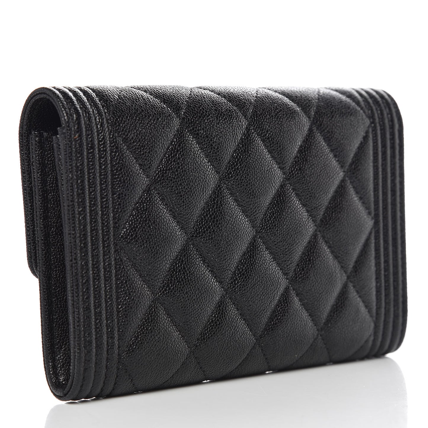 Caviar Quilted Medium Boy Flap Wallet Black