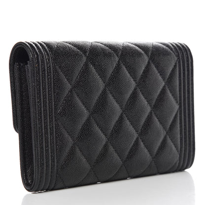 Chanel Caviar Quilted Medium Boy Flap Wallet Black 3 of 9