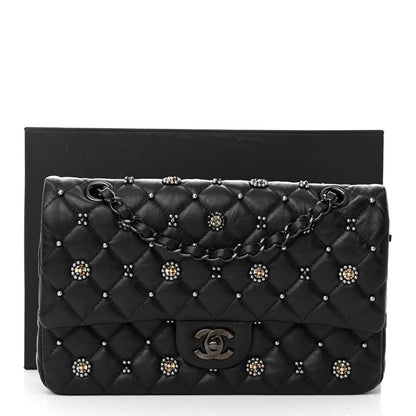 Chanel Lambskin Beaded Quilted Flower Double Flap Black 11 of 11