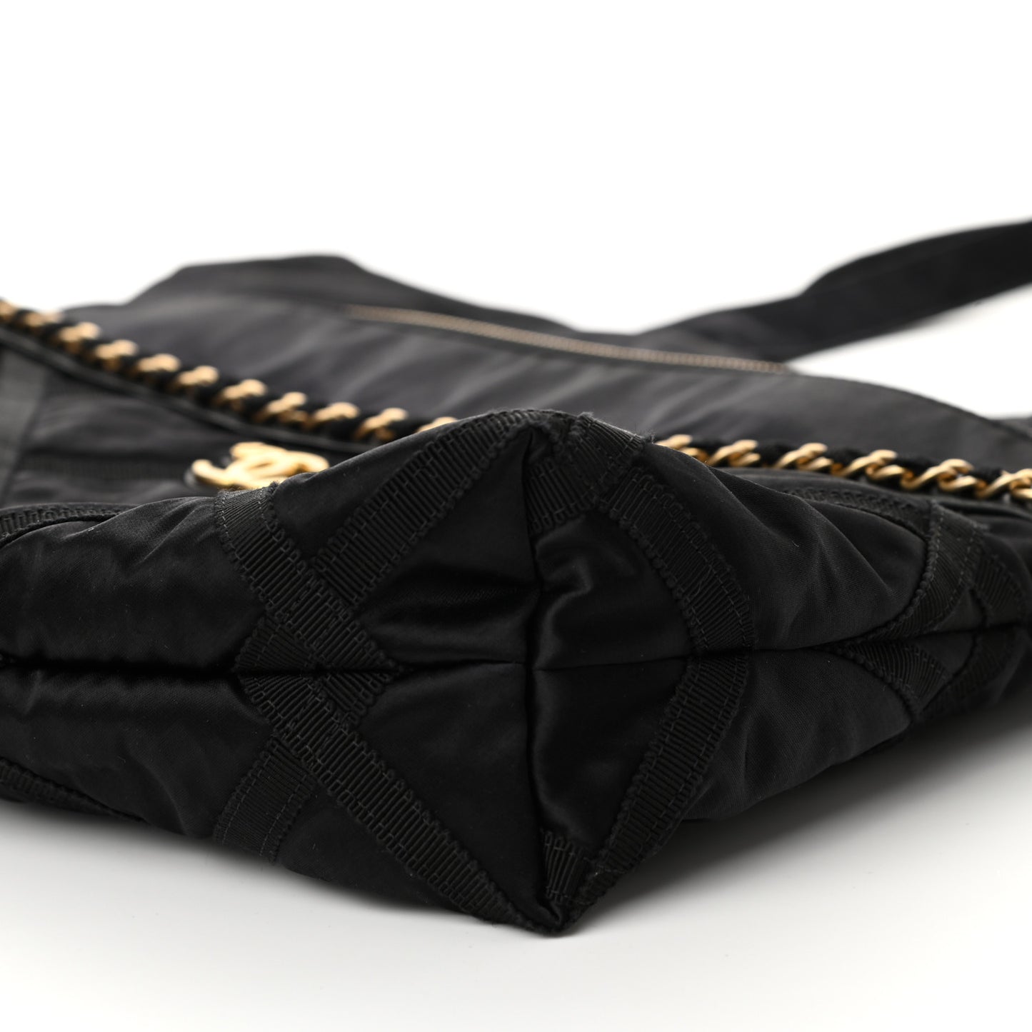 Nylon Grosgrain Large Lifestyle Pouch With Foldable Tote Black