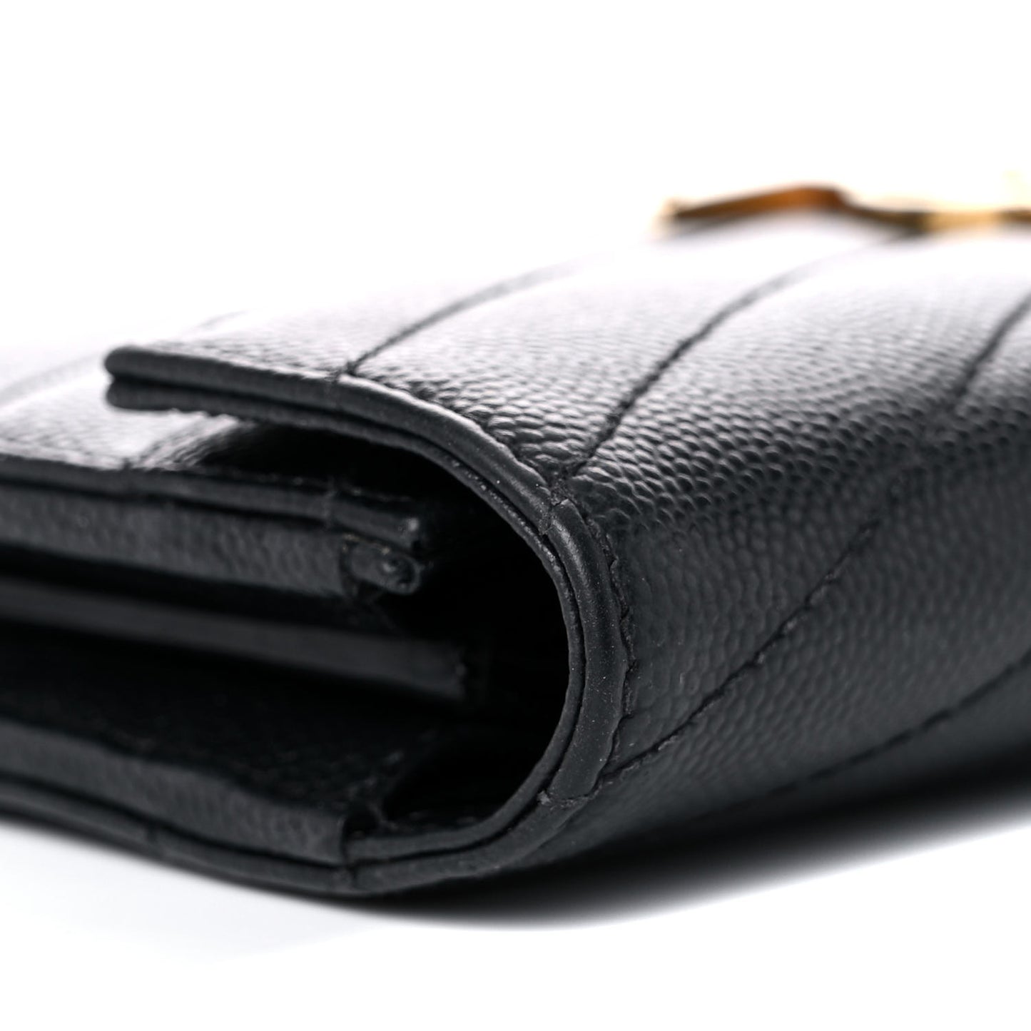 Grain De Poudre Matelasse Chevron Monogram Flap Wallet Black