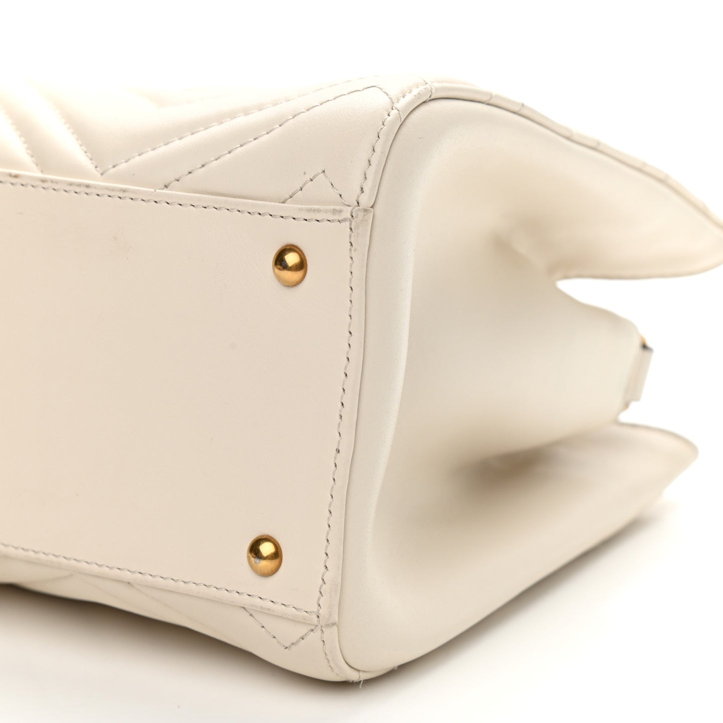 Calfskin Matelasse Small GG Marmont Tote White