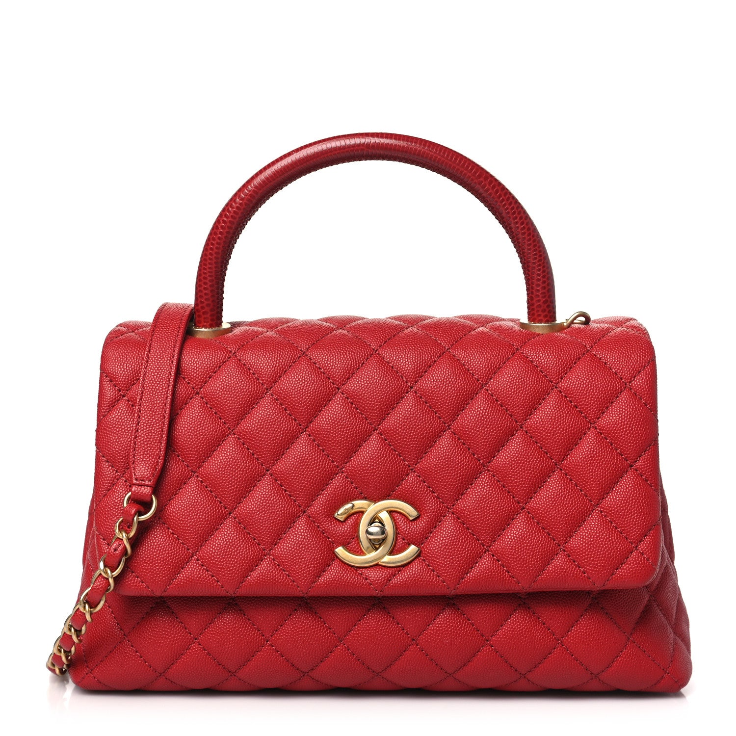 Chanel Caviar Quilted Small Coco Handle Flap Red 1 of 10