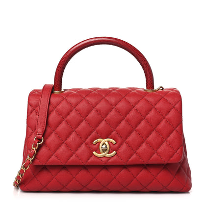 Chanel Caviar Quilted Small Coco Handle Flap Red 1 of 10