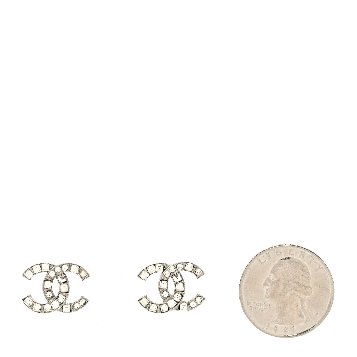 Crystal CC Earrings Silver