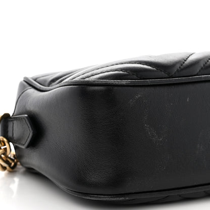 Gucci Calfskin Matelasse Small GG Marmont Chain Shoulder Bag Black 9 of 16