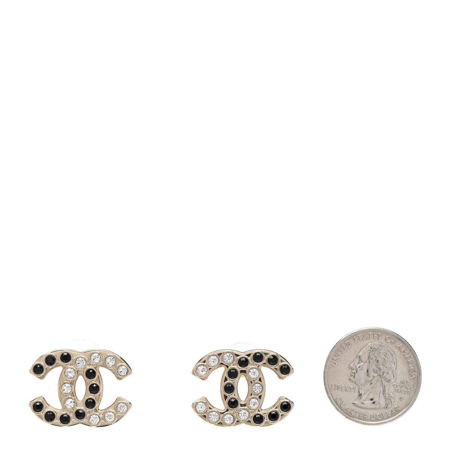 Crystal CC Earrings Black Gold