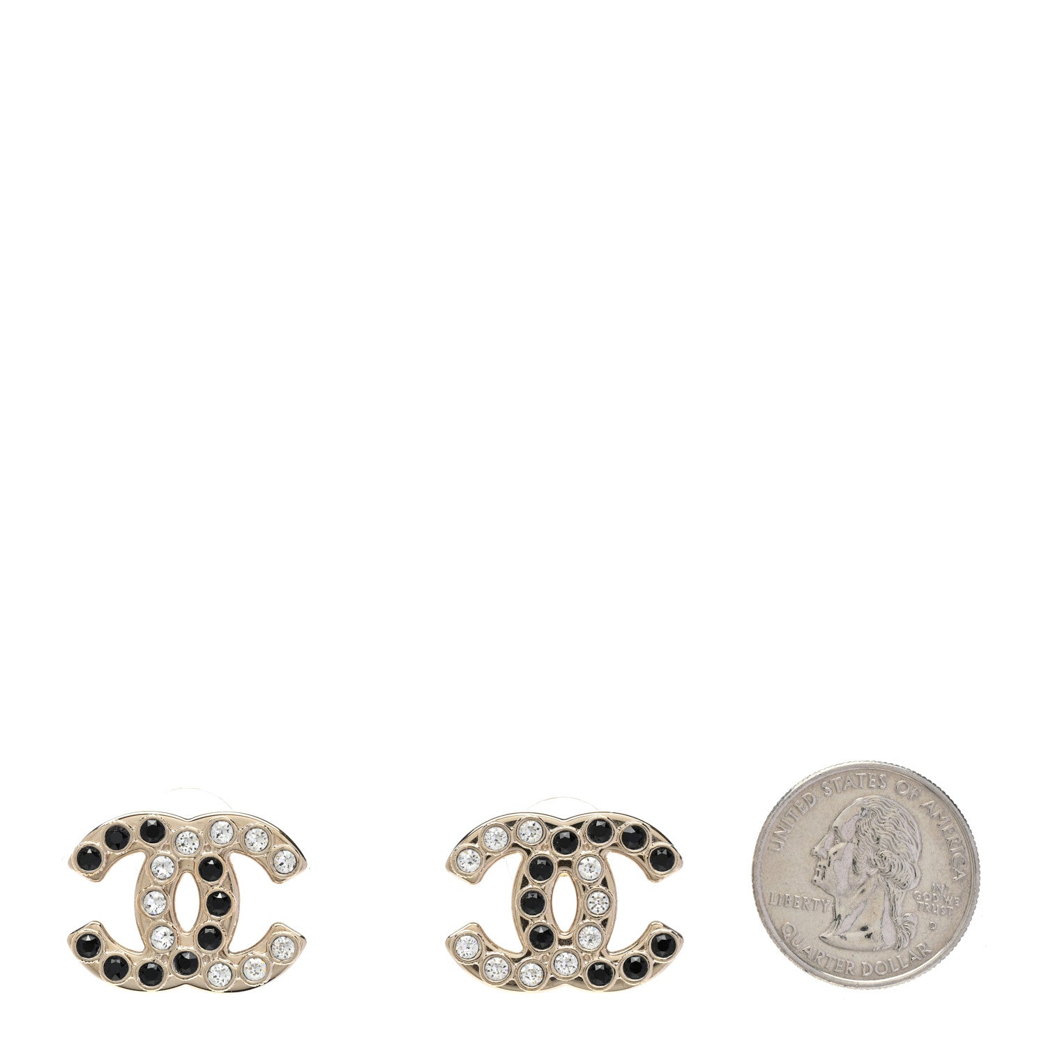 Chanel Crystal CC Earrings Black Gold 2 of 5