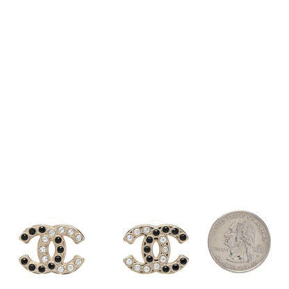Chanel Crystal CC Earrings Black Gold 2 of 5