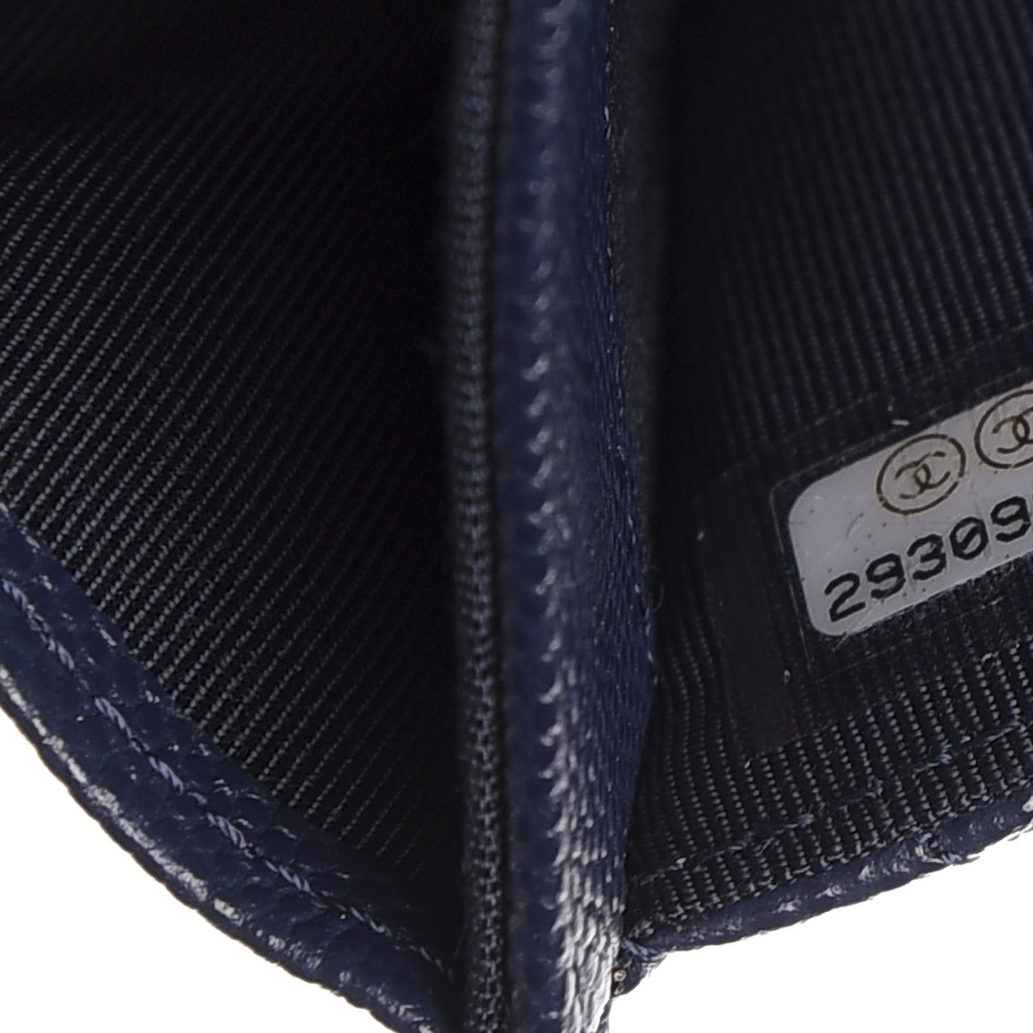 Caviar Quilted Flap Card Holder Wallet Navy Blue