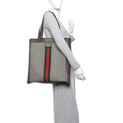 Gucci GG Supreme Monogram Web Large Ophidia Vertical Shopping Tote Brown 2 of 10