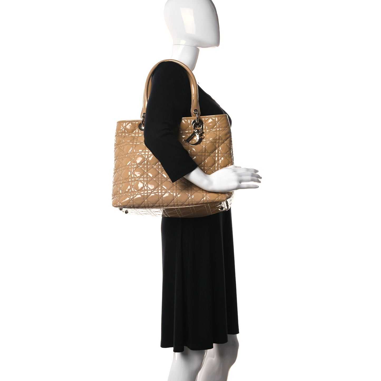 Patent Cannage Dior Tote Beige