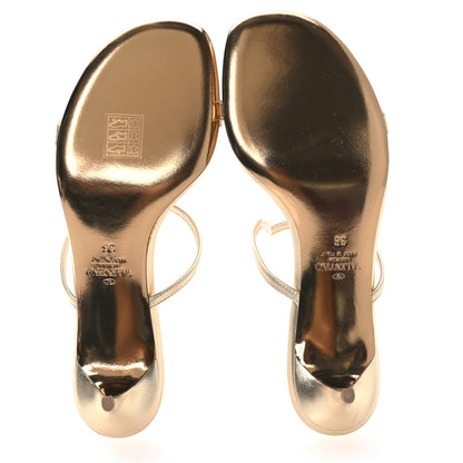 Valentino Garavani Metallic Nappa Rockstud Sandals 36 Dark Gold 5 of 8