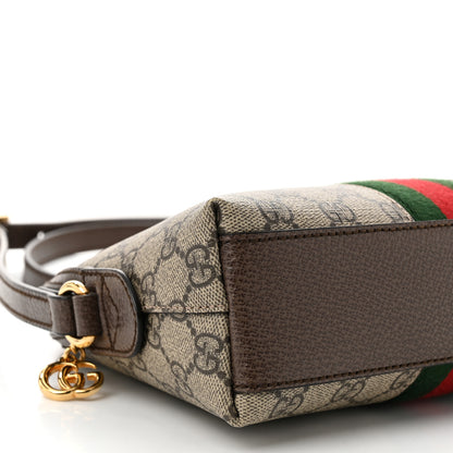 Gucci GG Supreme Monogram Textured Dollar Calfskin Web Small Ophidia Dome Shoulder Bag Beige Ebony New Acero 9 of 11