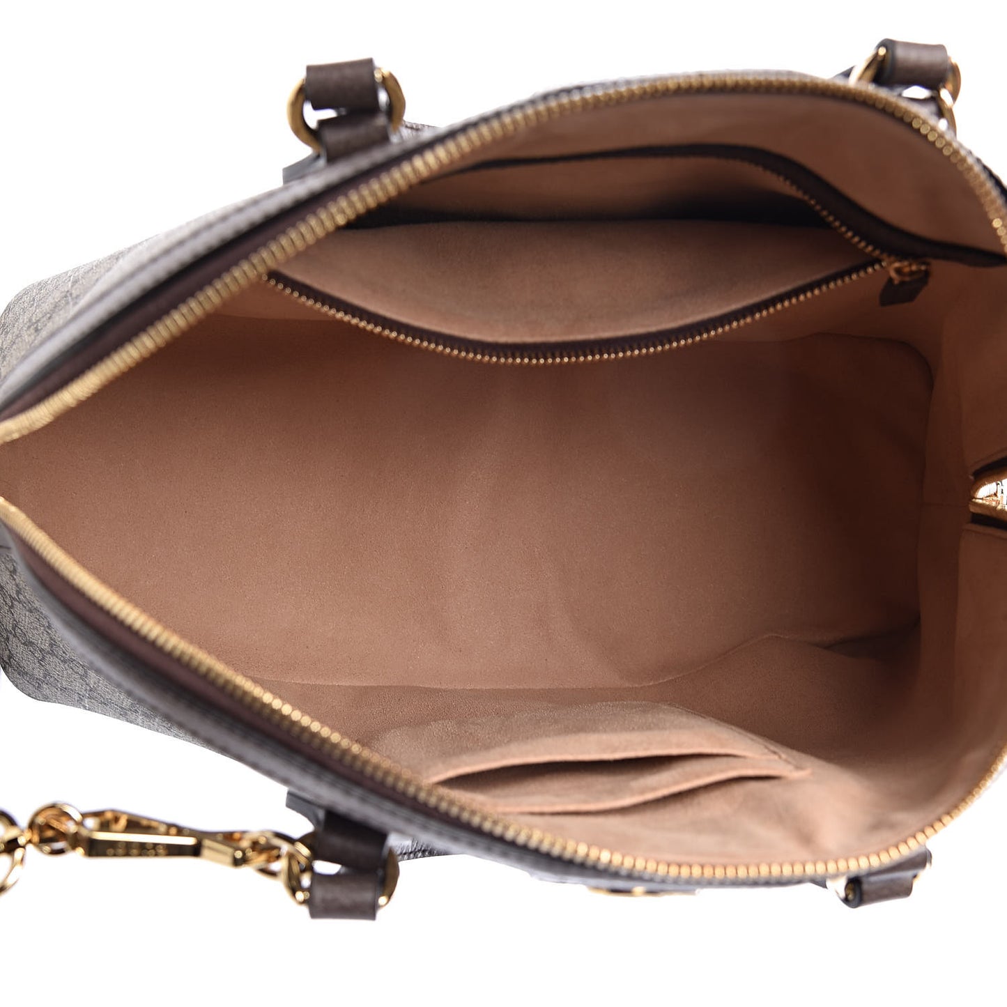 GG Supreme Monogram Web Medium Ophidia Top Handle Dome Bag Brown