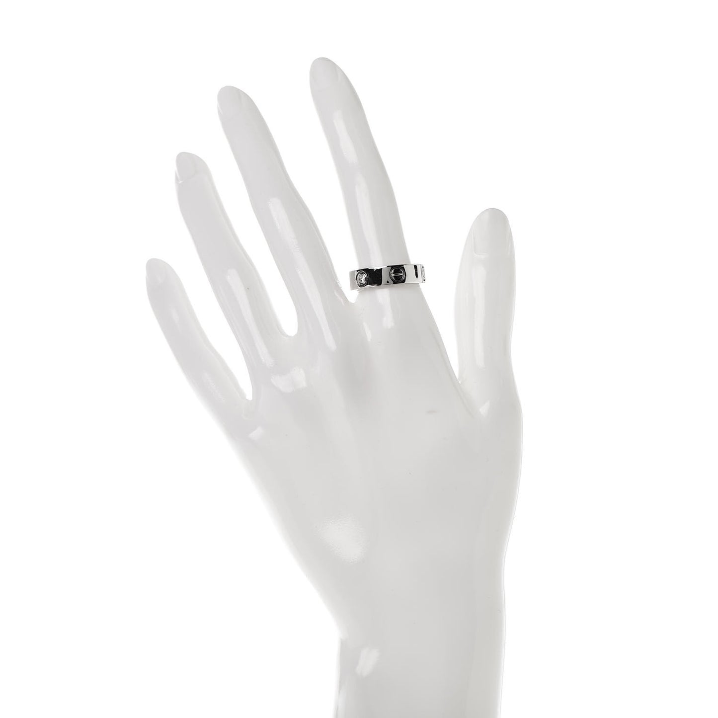 18K White Gold 3 Diamond 5.5mm LOVE Ring 53 6.25