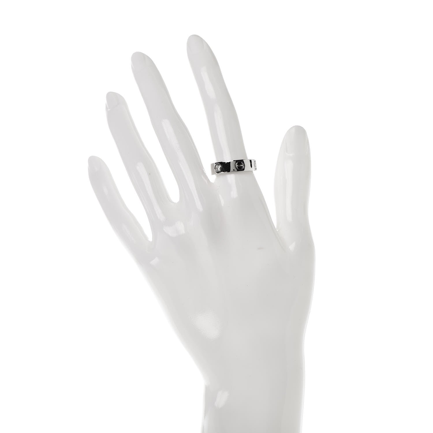 Cartier 18K White Gold 3 Diamond 5.5mm LOVE Ring 53 6.25 2 of 7