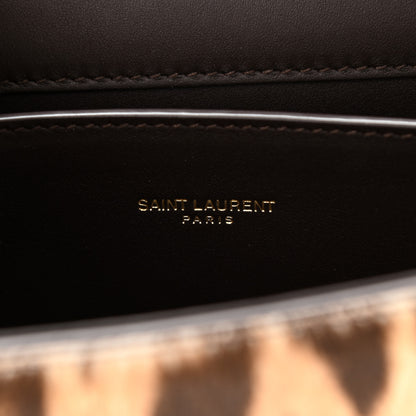 Saint Laurent Calfskin Pony Hair Leopard Print Mini Monogram Cassandra Top Handle Brown 6 of 11
