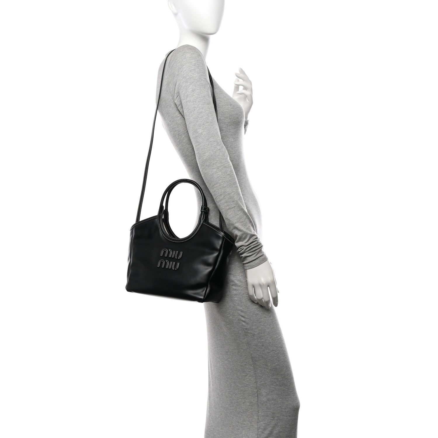 Miu Miu Soft Calf Softy Small Ivy Tote Bag Black 2 of 10