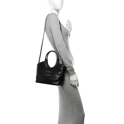 Miu Miu Soft Calf Softy Small Ivy Tote Bag Black 2 of 10