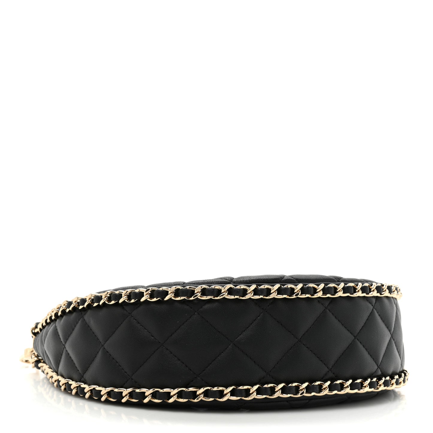 Lambskin Quilted Small Hobo Bag Black