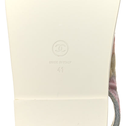 Chanel Printed Fabric Quilted Dad Sandals 41 Green Pink Blue 8 of 9
