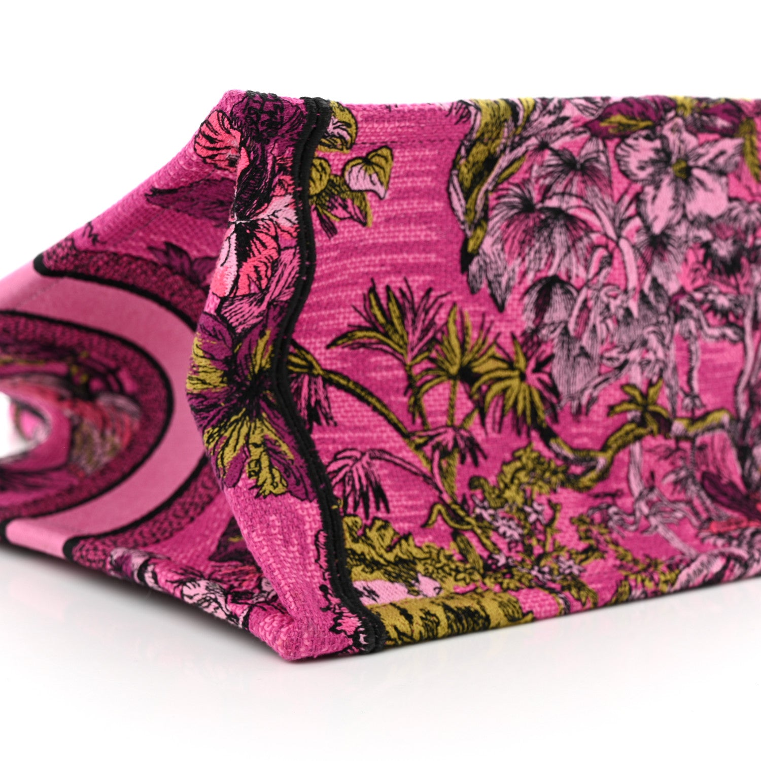 Christian Dior Canvas Embroidered Medium Toile de Jouy Voyage Book Tote Fuchsia Multicolor 9 of 10