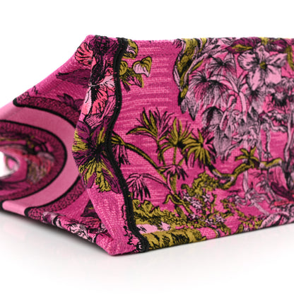 Christian Dior Canvas Embroidered Medium Toile de Jouy Voyage Book Tote Fuchsia Multicolor 9 of 10