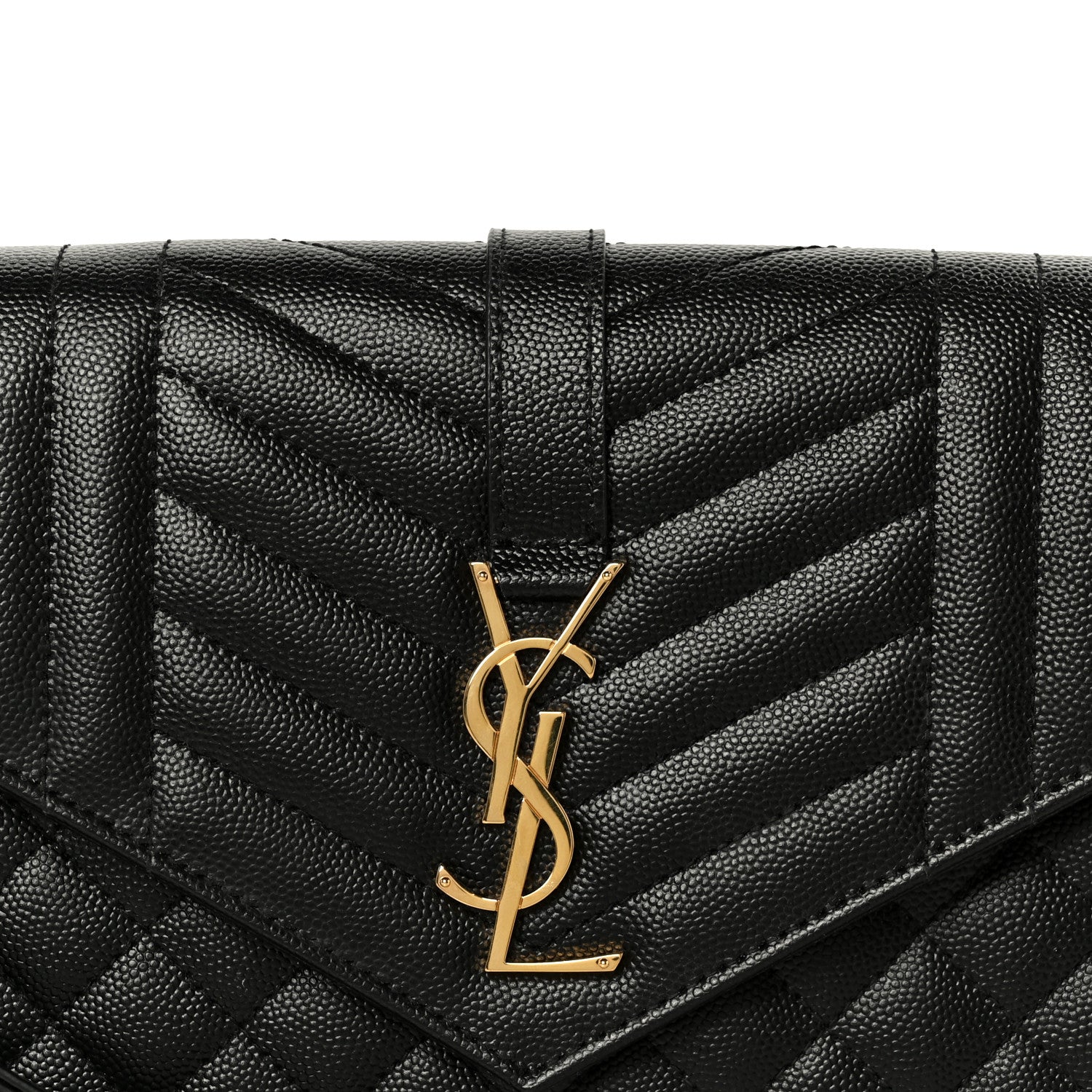 Saint Laurent Grain De Poudre Textured Mixed Matelasse Triquilt Monogram Clutch Black 8 of 9