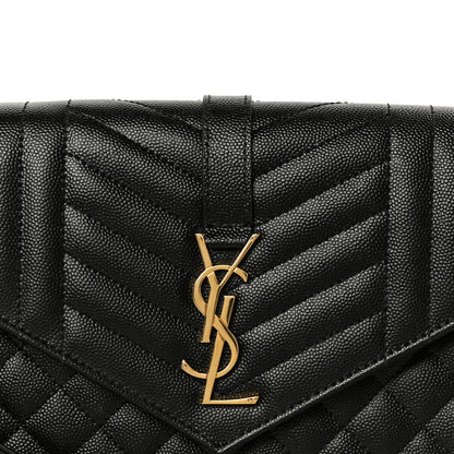 Saint Laurent Grain De Poudre Textured Mixed Matelasse Triquilt Monogram Clutch Black 8 of 9