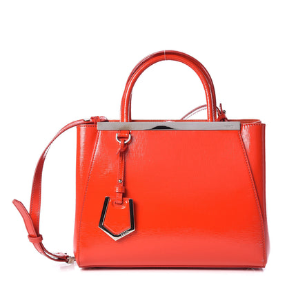 Fendi Vitello Vernice Camoscio Petite 2Jours Tote Papavero 1 of 12