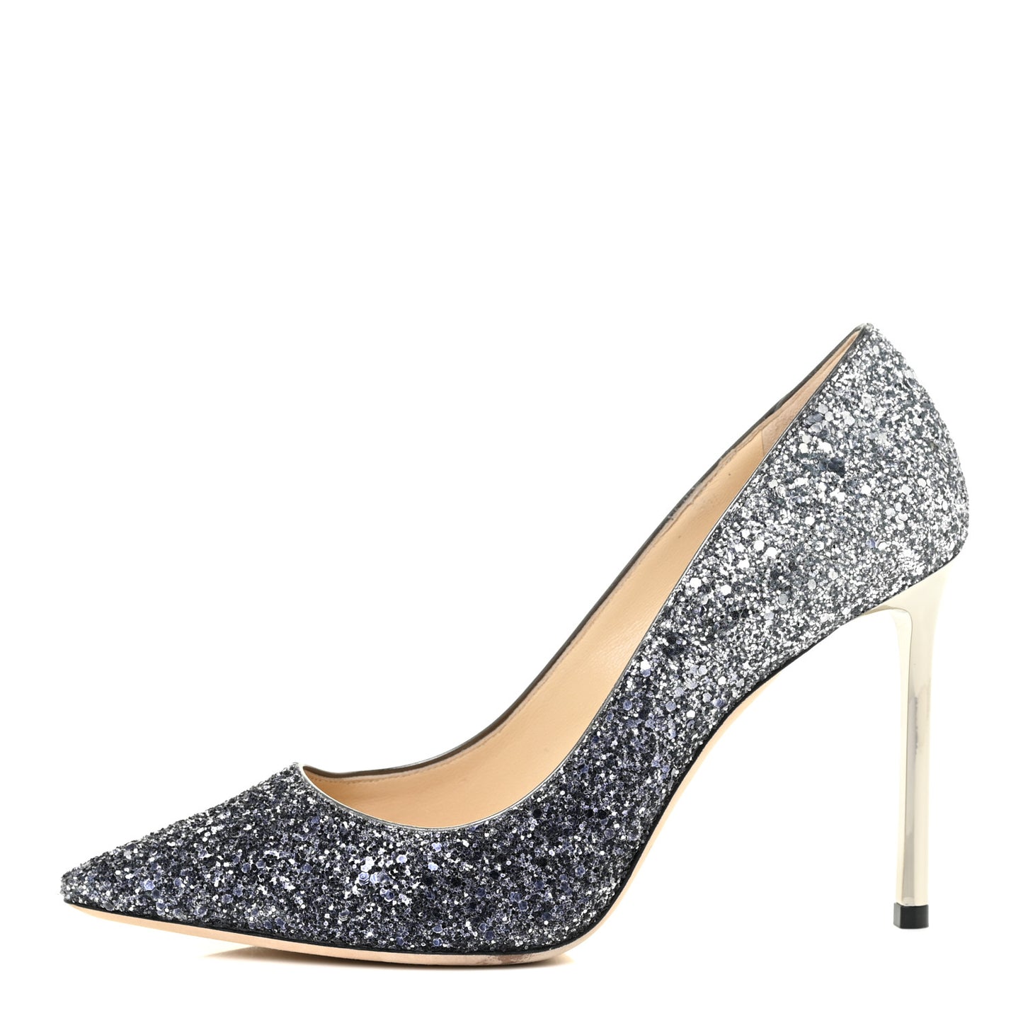 Coarse Glitter Degrade Pointy Toe Romy 100 Pumps 37.5 Navy Silver