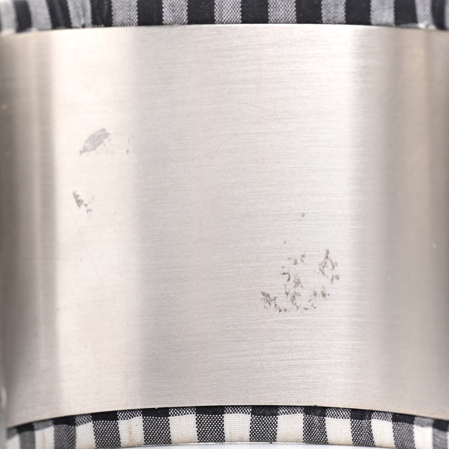 Fabric Metal Enamel Gingham CC Cuff Black White