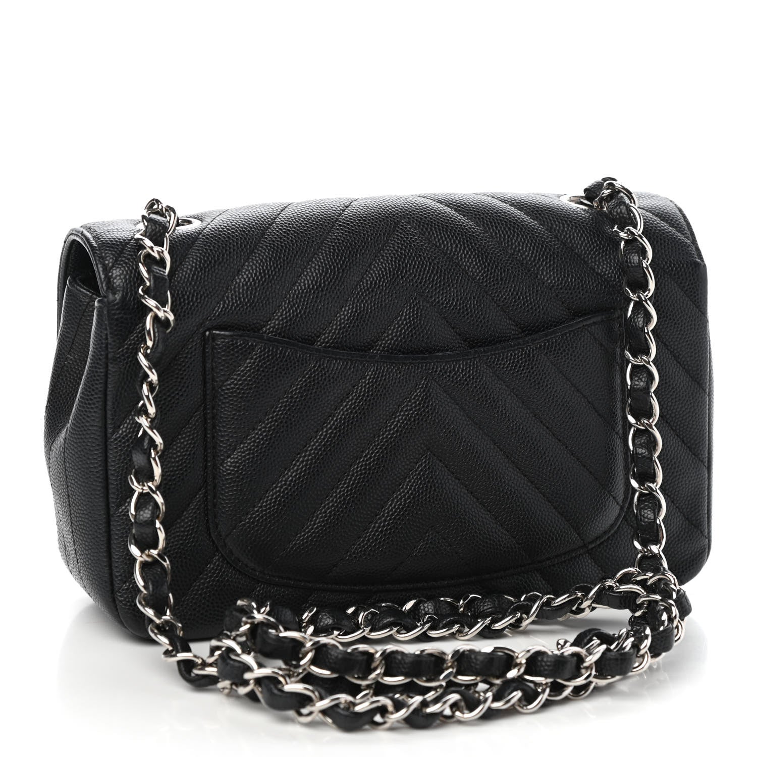 Chanel Caviar Chevron Quilted Mini Rectangular Flap Black 3 of 10