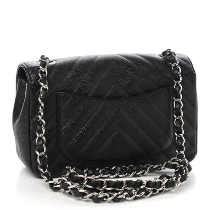 Chanel Caviar Chevron Quilted Mini Rectangular Flap Black 3 of 10