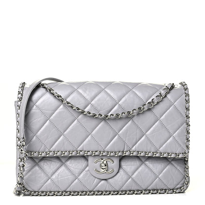 Chanel Crumpled Calfskin Large Chain All Over Flap Grey 1 of 5