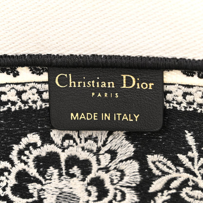 Christian Dior Canvas Butterfly Bandana Embroidered Medium Book Tote Black White 6 of 10