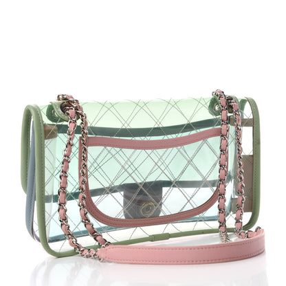Chanel Lambskin PVC Quilted Medium Coco Splash Flap Blue Green 3 of 10