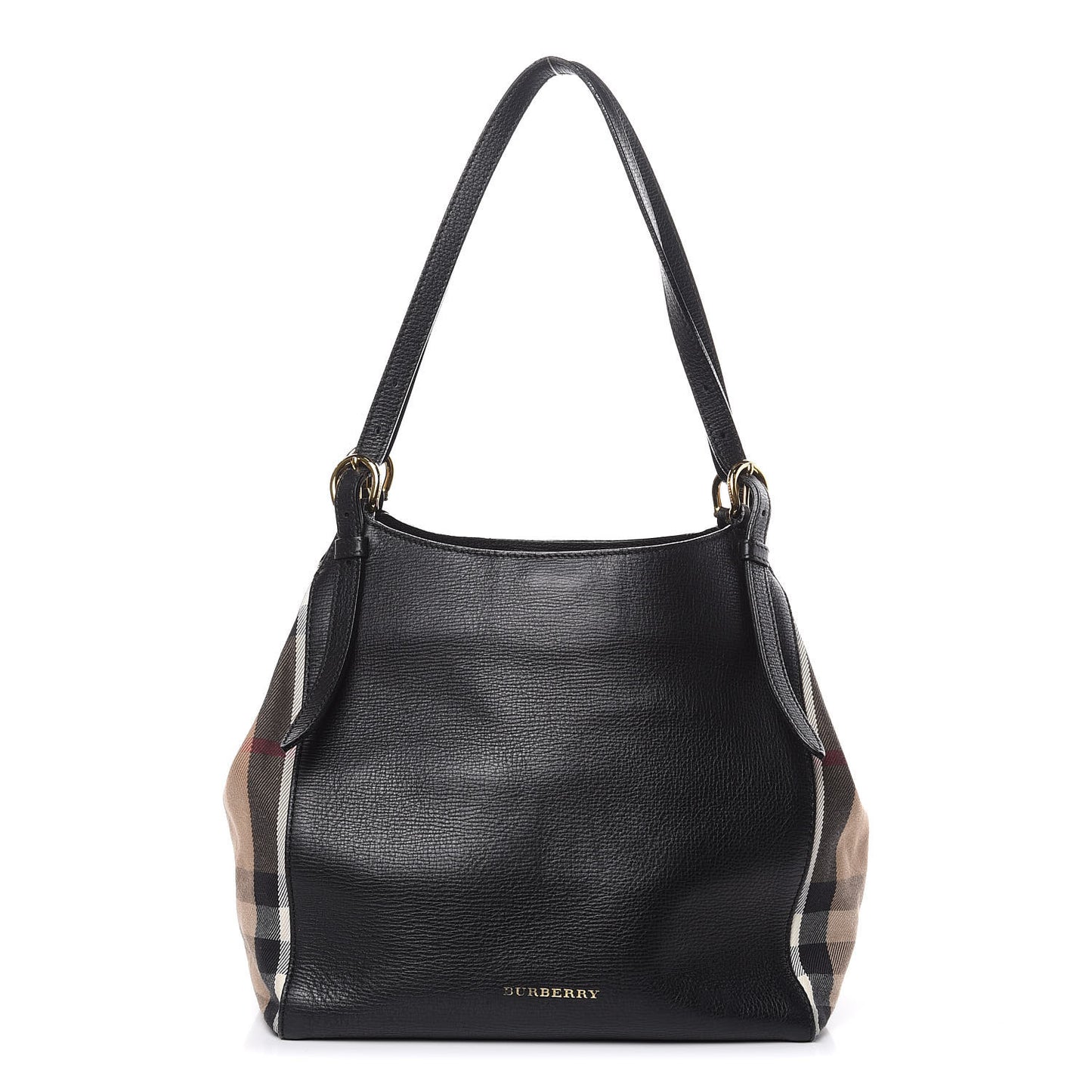 Grainy Calfskin House Check Small Canterbury Black