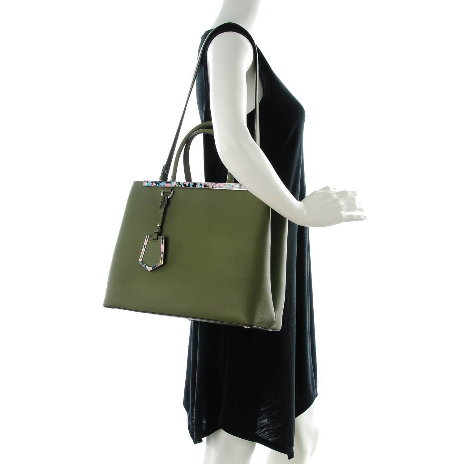 Fendi Vitello Dolce Shiny Nappa Plexiglass Granite Regular 2Jours Tote Equatore 2 of 12