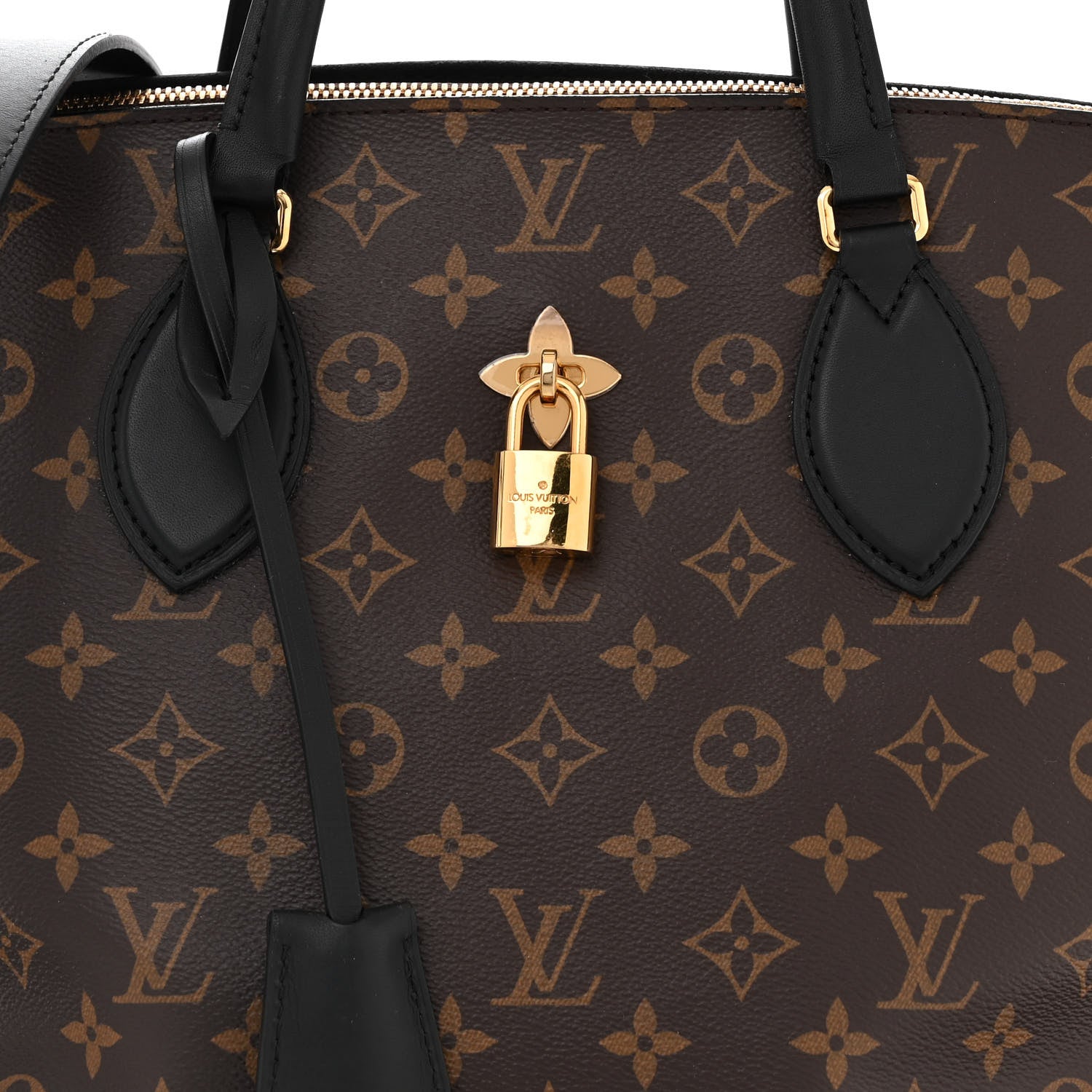 Louis Vuitton Monogram Flower Zipped Tote MM Black 9 of 11
