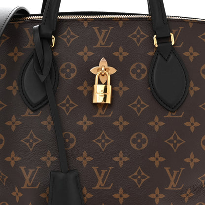 Louis Vuitton Monogram Flower Zipped Tote MM Black 9 of 11