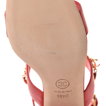 Chanel Lambskin Chain Clover Sandals 38.5 Red 8 of 10