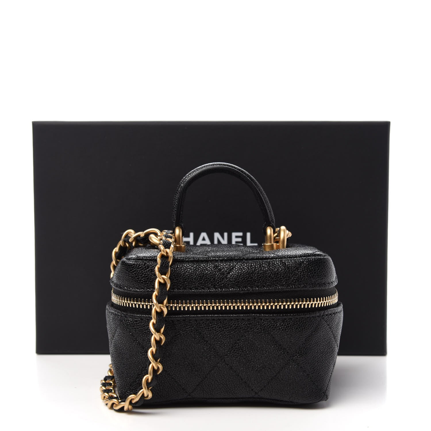 Chanel Caviar Quilted Mini Top Handle Vanity With Chain Black 11 of 11