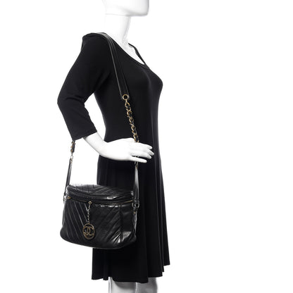 Chanel Lambskin Chevron Quilted Shoulder Bag Black 2 of 12