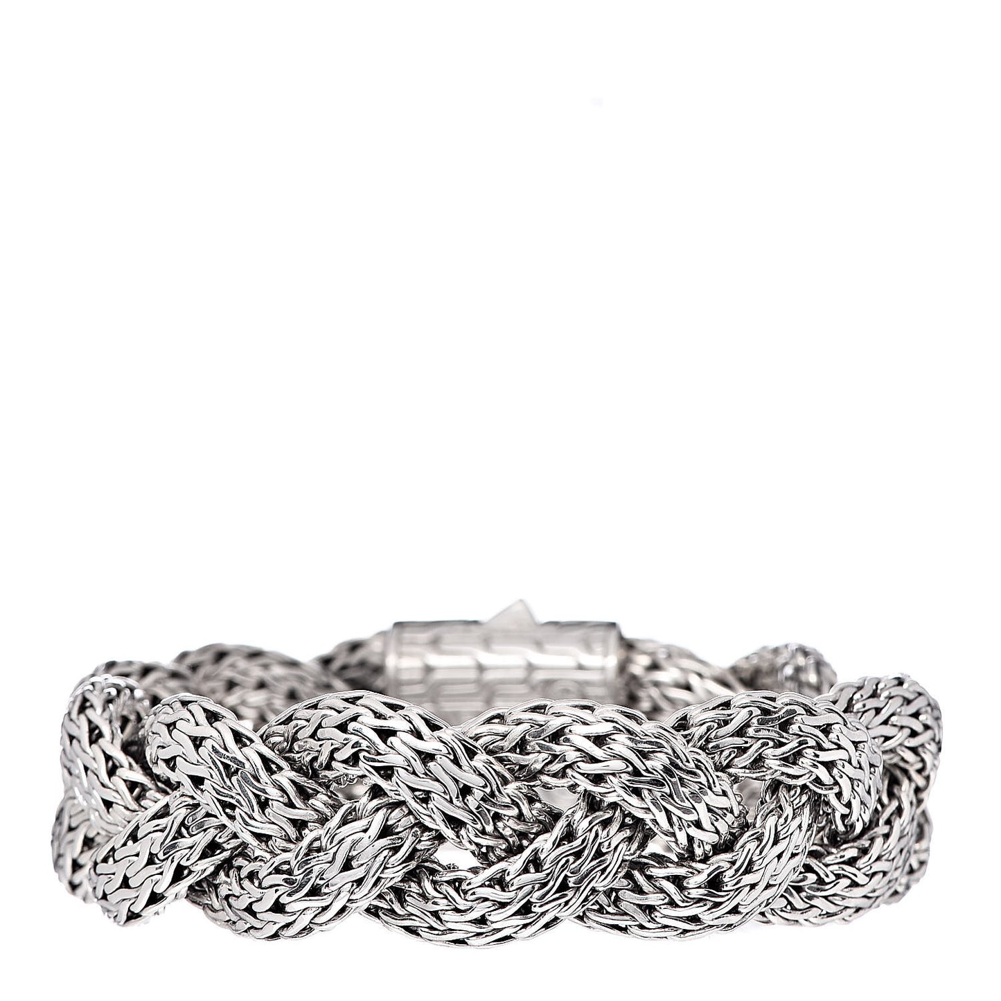 Sterling Silver Black Sapphire Large Braided Classic Chain Bracelet
